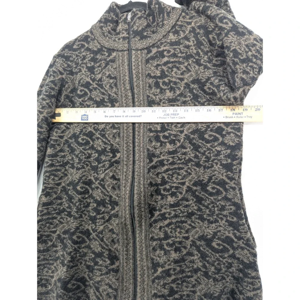 A.IDA Made in‎ Italy Wool Blend Full Zip Damask Sweater Jacket XL Charcoal Taupe